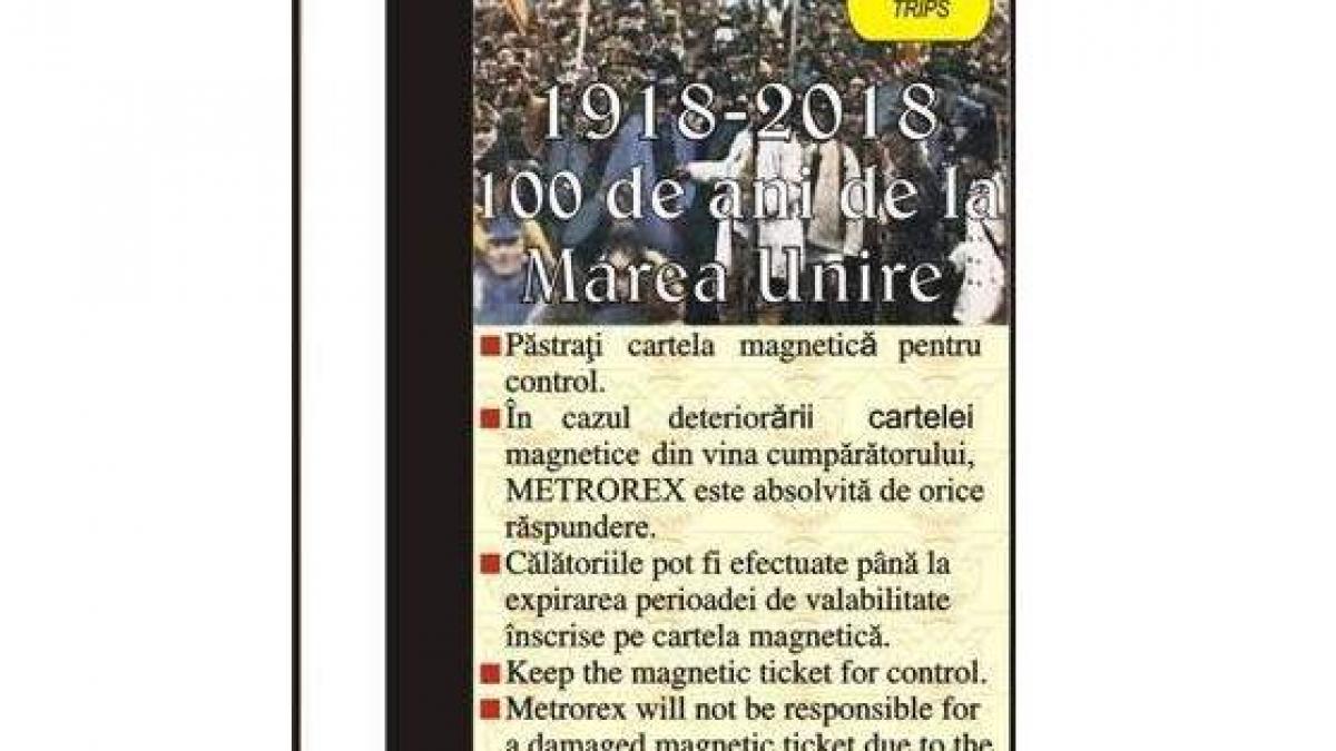 Metrorex pune în vânzare 10 milioane de cartele de călătorie cu simboluri ale Centenarului