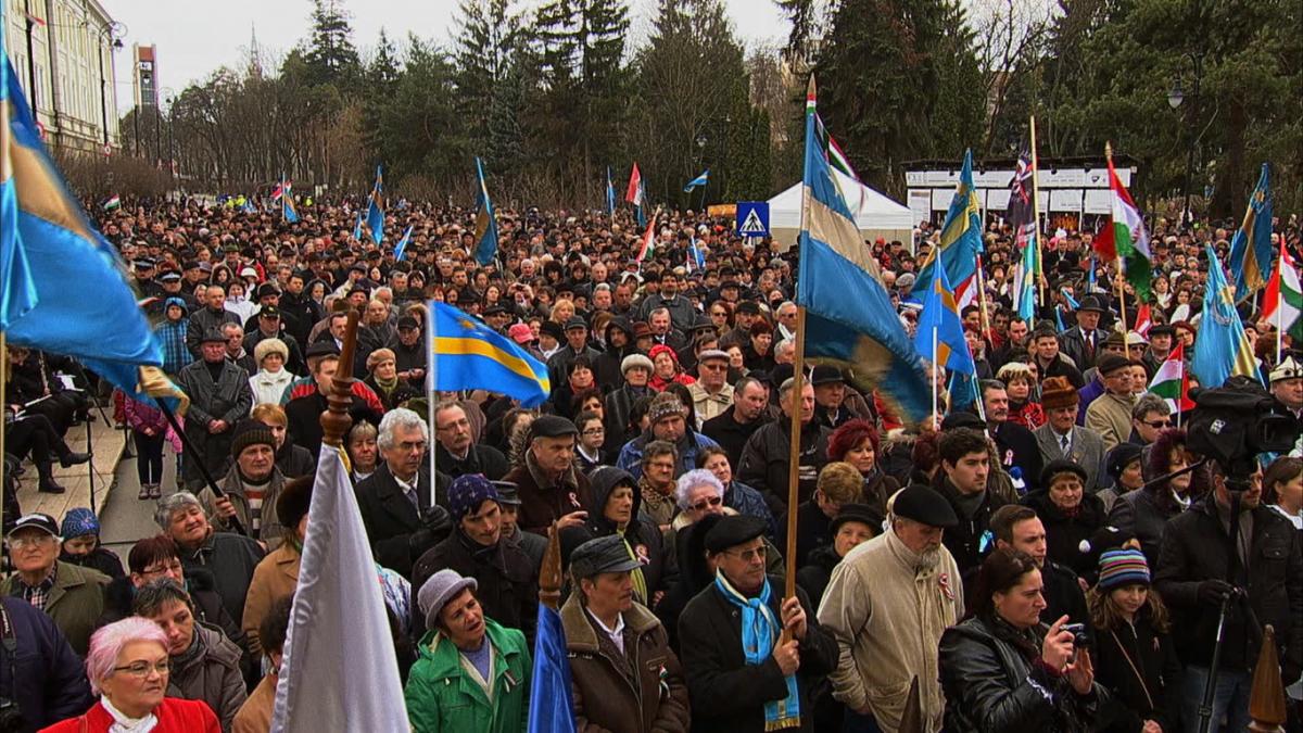 Miting pentru autonomia teritorială a „Ținutului secuiesc”