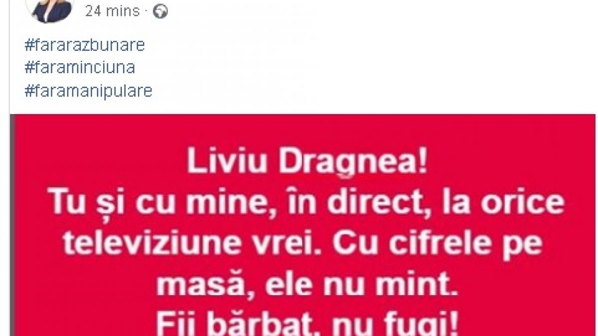 Gabriela Firea, un nou mesaj pentru Liviu Dragnea 