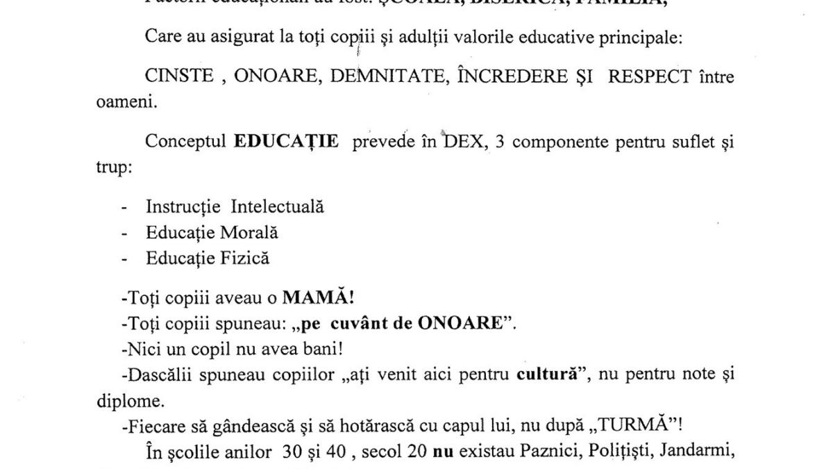 Scrisoare din România Educată