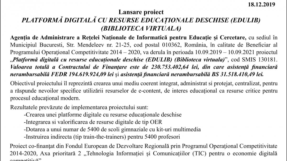 Lansare proiect