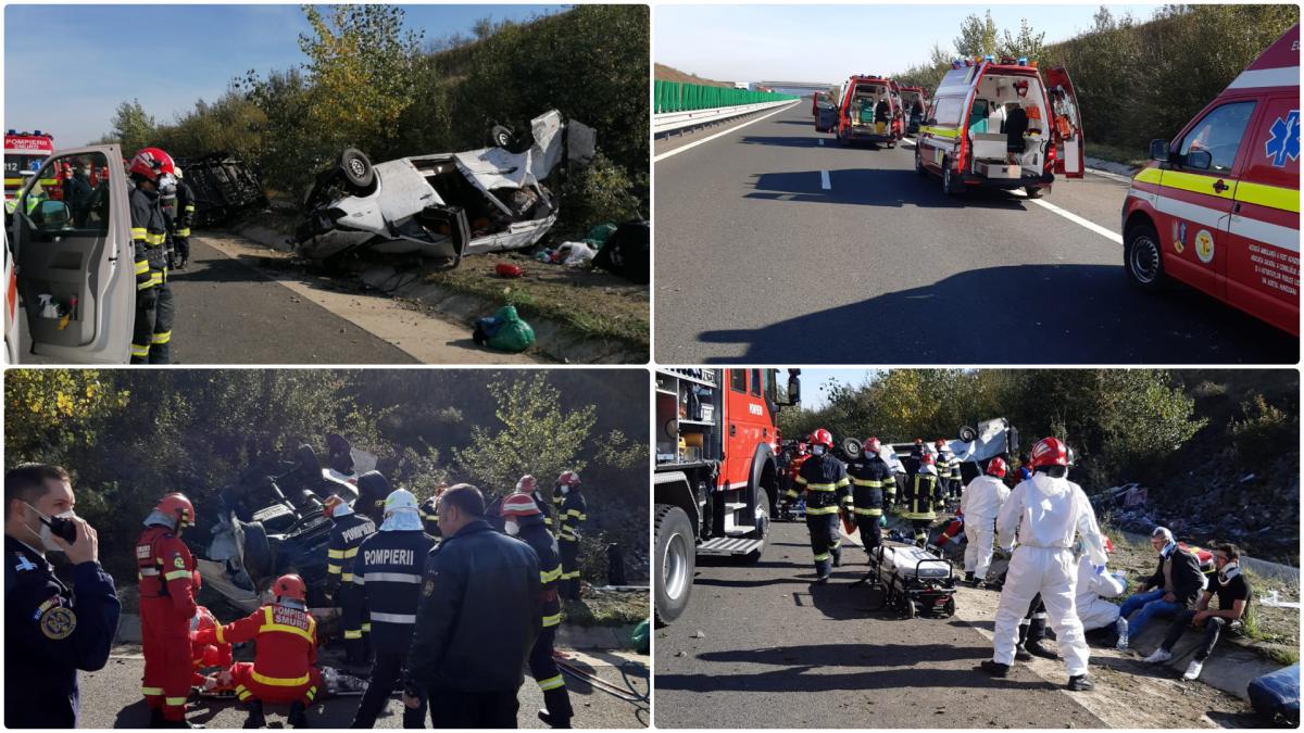 Un microbuz de pasageri s-a răsturnat în Alba. Zece oameni au ajuns la spital