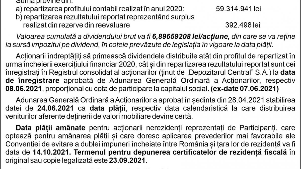Comunicat CONPET S.A.