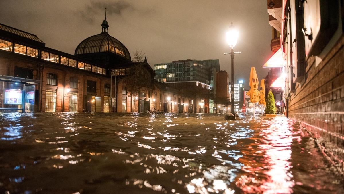 Inundaţii în Germania. Fluviul Elba a ieșit din matcă. Celebra piaţă de peşte din Hamburg a fost inundată