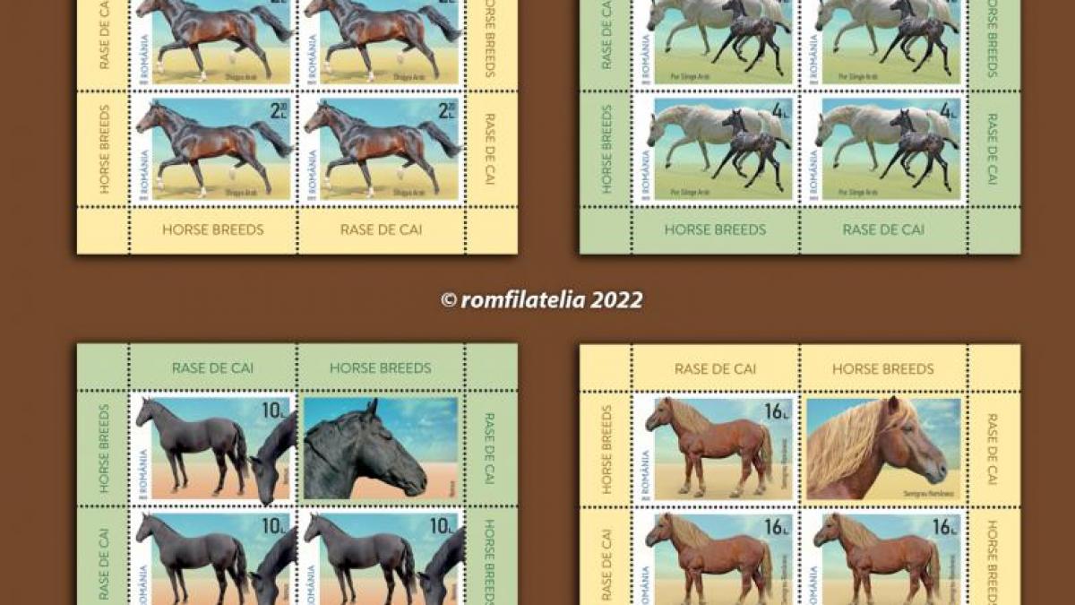 Romfilatelia introduce în circulaţie emisiunea de mărci poştale "Rase de cai"