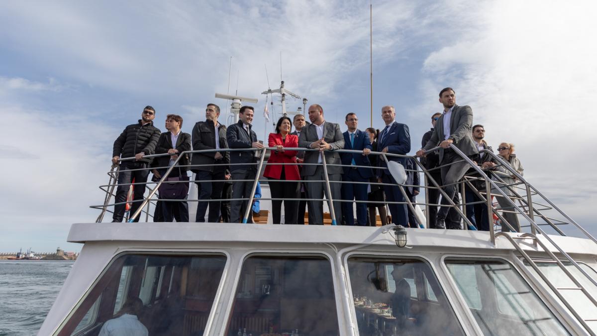 Președinta Georgiei a vizitat Portul Constanța la bordul navei Anghel Saligny