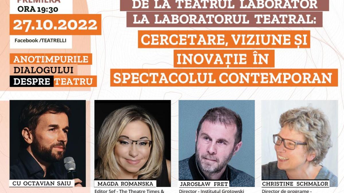 O nouă ediţie a Anotimpurilor dialogului despre teatru cu Octavian Saiu la Teatrelli aduce în prim-plan cercetarea și inovația pe scena contemporană