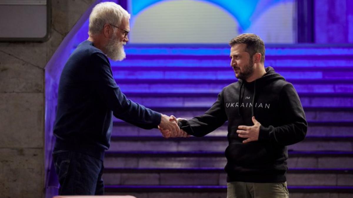 david letterman interviu cu volodymyr zelensky intr o statie de metrou din kiev