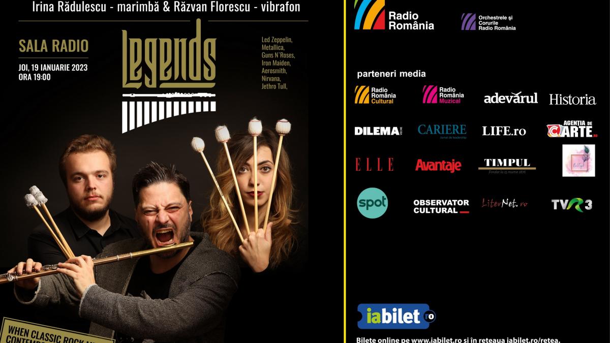 „LEGENDS - CLASSIC ROCK MEETS CONTEMPORARY CLASSICS.”  Flaut, marimbă și vibrafon - o experiență sonoră inovatoare pe scena Sălii Radio