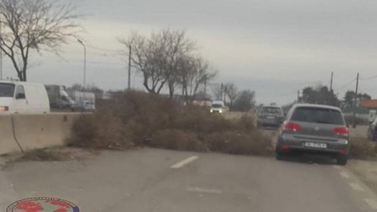 Incident inedit. Ciulinii aduși de vânt au îngreunat circulația la ieșirea din orașul Galați