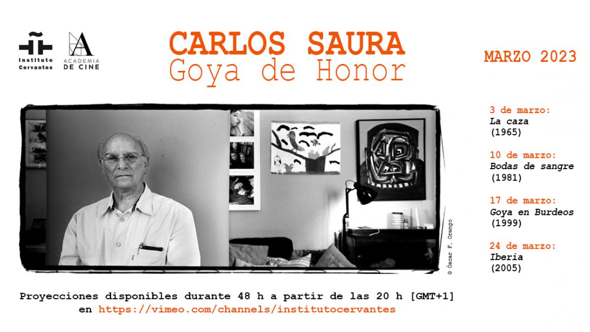 Filme online la Institutul Cervantes. Omagiu lui Carlos Saura, Premiul Goya  de Onoare 2023