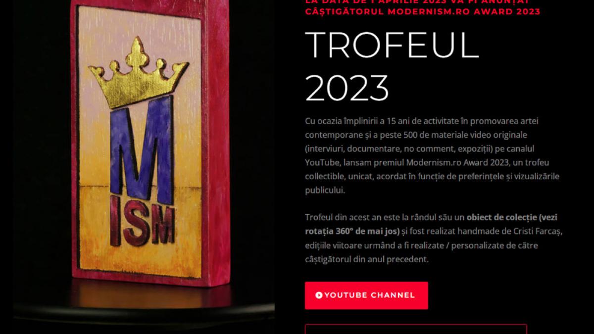 Lista scurta de nominalizari pentru Modernism Award 2023 - decernat cu ocazia aniversarii a 15 ani de activitate a platformei de promovare a culturii contemporane romanesti Modernism.ro
