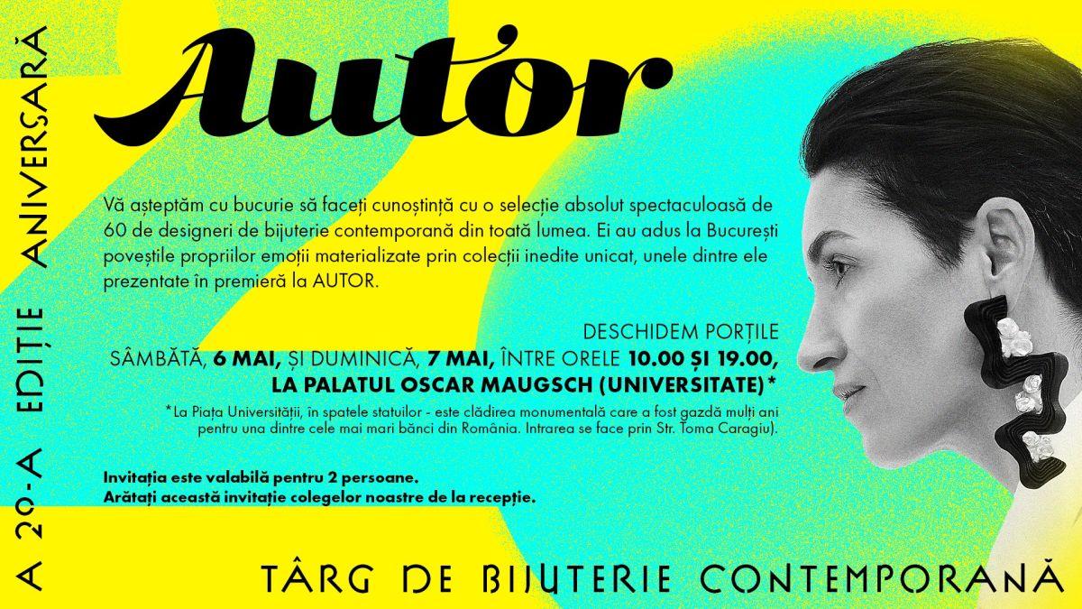 Ediția aniversară a singurului târg internațional de bijuterie contemporană din sud-estul Europei își deschide porțile la București. Cea de-a 20-a ediție a AUTOR reunește 60 de designeri de pe 4 continente