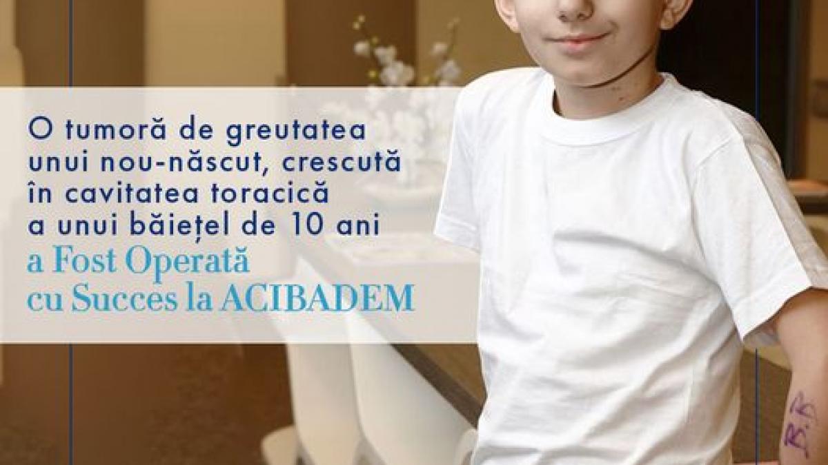 Copil de 10 ani cu o tumoră gigant, de peste 3 kg, operat cu succes în Turcia. Renumitul chirurg consultă online și pacienți din România 