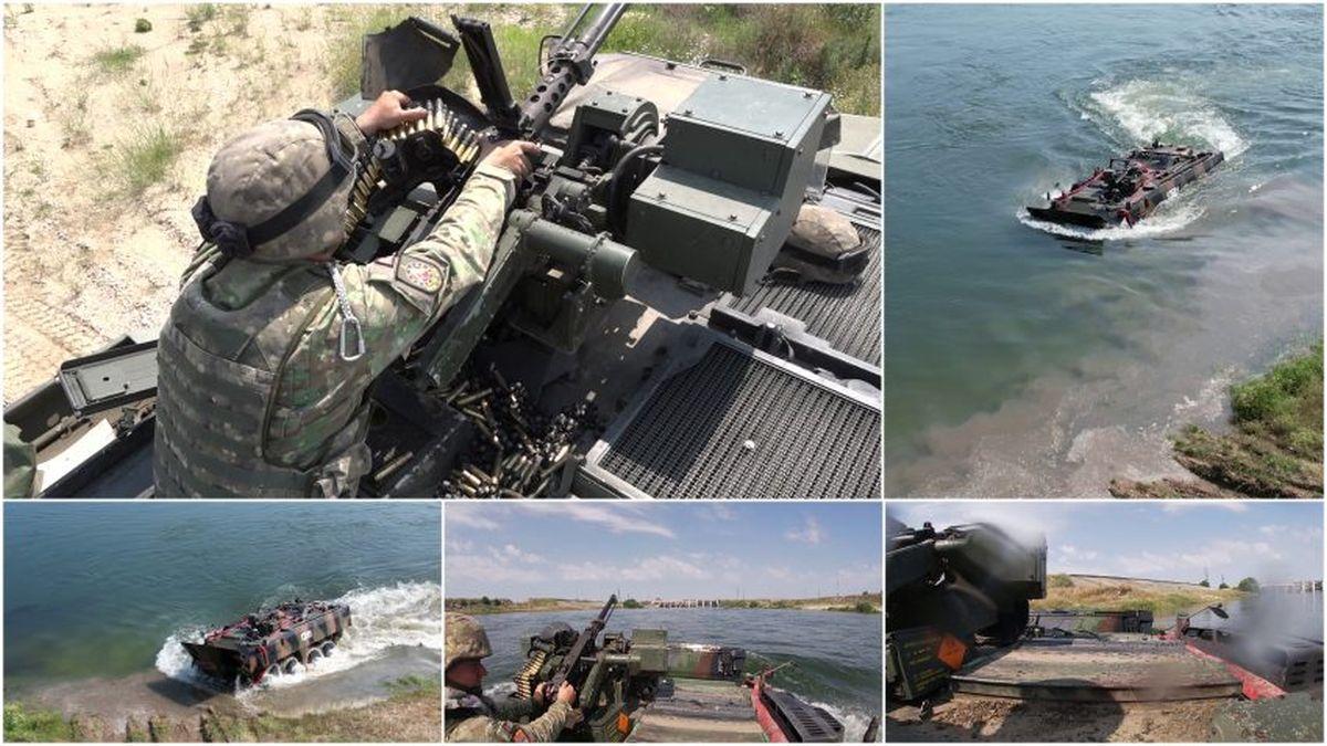 Vehiculele de luptă Piranha III C, antrenamente de forțare a Oltului, în exercițiul „Green Scorpion”