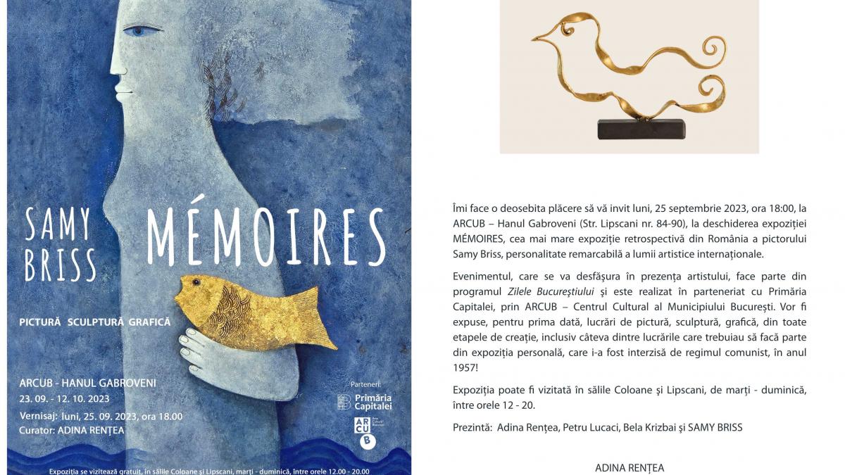 Vernisajul expoziției „MÉMOIRES” semnată de artistul israelian de origine română Samy Briss, la ARCUB
