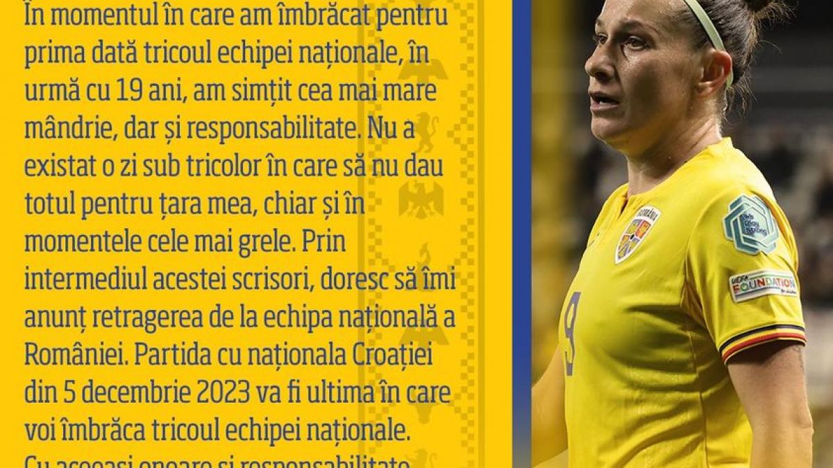 Laura Rus și-a anunțat retragerea de la naționala de fotbal feminin