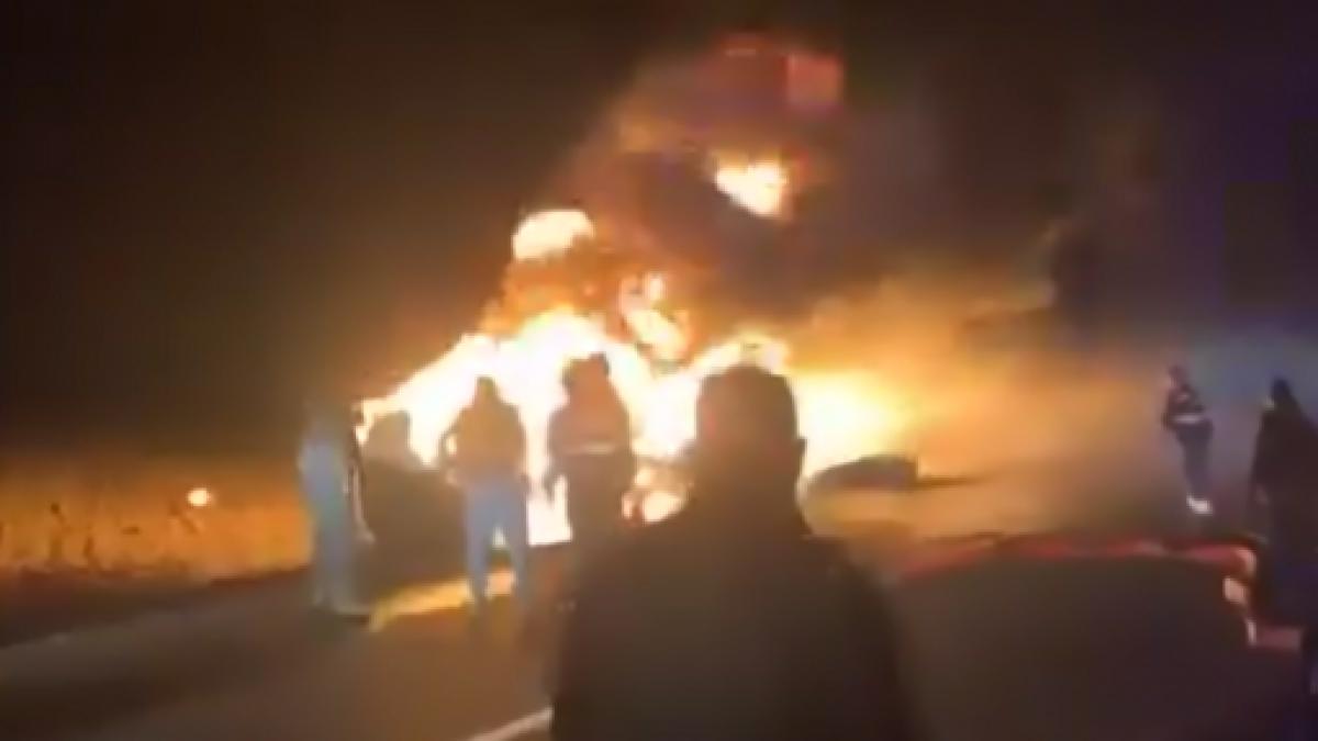 cisterna motorina incendiu violent sofer carbonizat braila