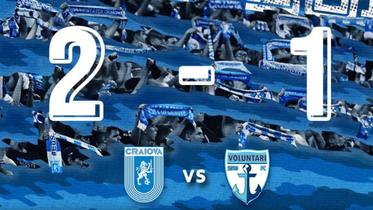 Superliga: Universitatea Craiova s-a impus la limită în fața Voluntariului, 2-1
