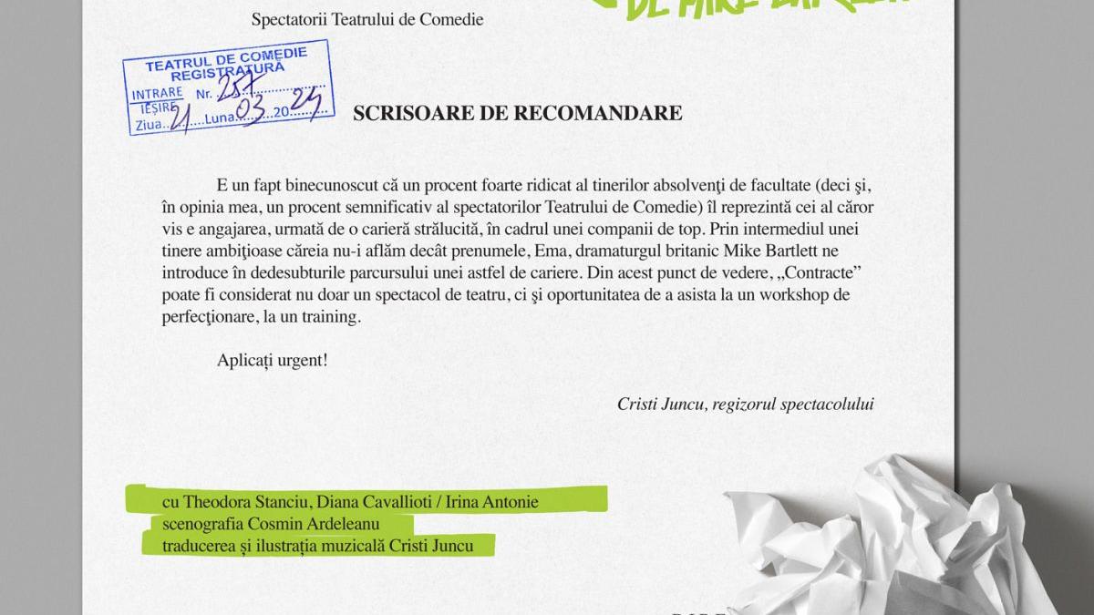 Spectacol CONTRACTE la Teatrul de Comedie
