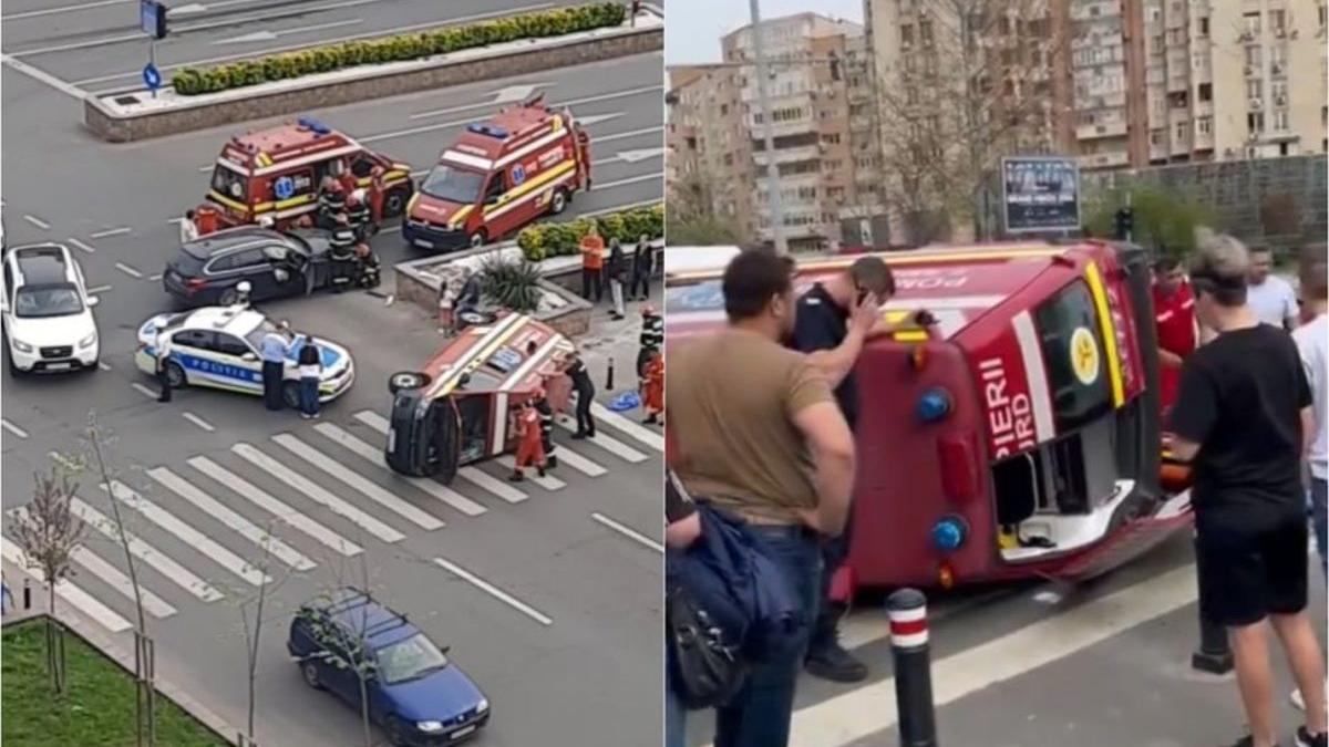 Paramedicul și pacientul din ambulanța SMURD implicată în accidentul din Capitală, răniți