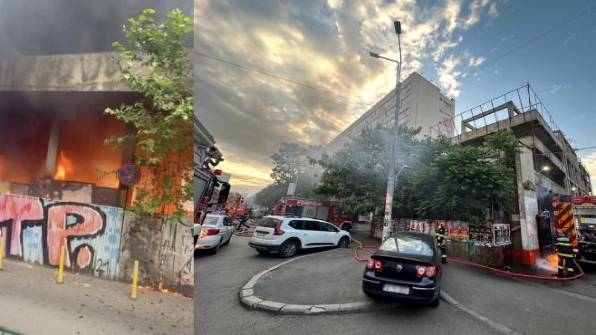 Incendiu cu degajări mari de fum într-o clădire dezafectată din Sectorul 2
