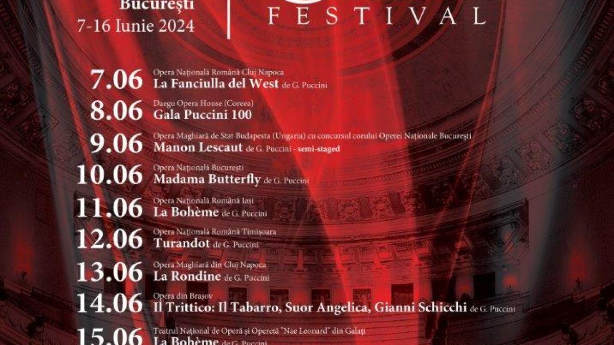 Numărătoare inversă până la debutul BUCHAREST OPERA FESTIVAL – ALL PUCCINI EDITION, 7-16 iunie 2024, la Opera Națională București