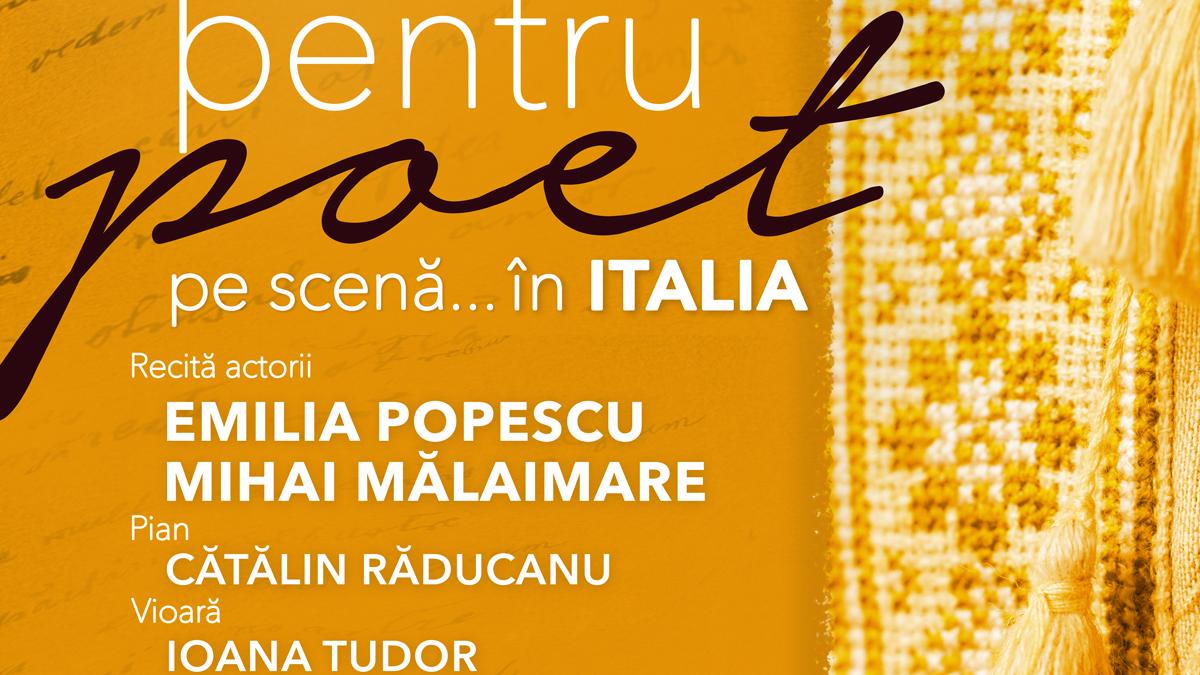 Pe 2 iulie, la Milano, Aplauze pentru poet pe scenă… în Italia, un spectacol cu actorii Emilia Popescu și Mihai Mălaimare