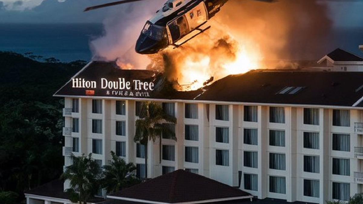 elicopter prabusit peste hotel australia elice piscina