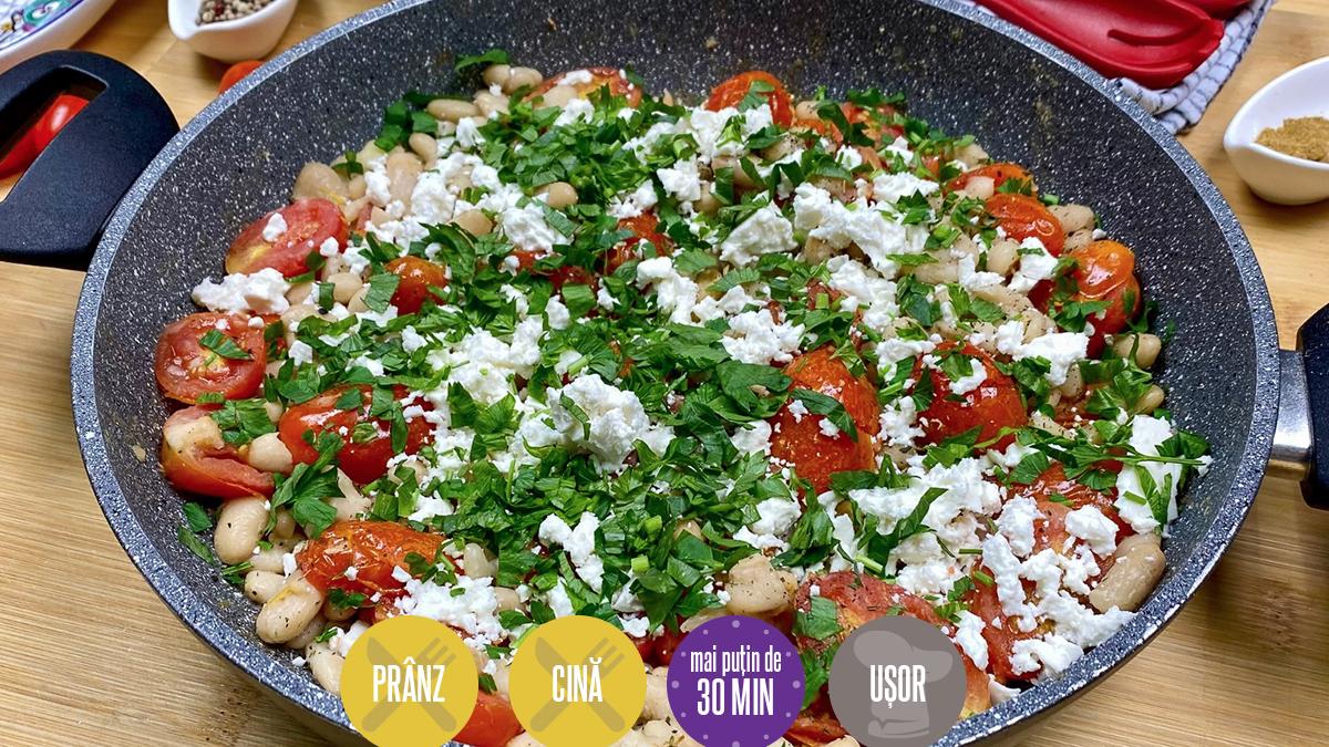 salata calda fasole boabe rosii telemea gustoasa satioasa