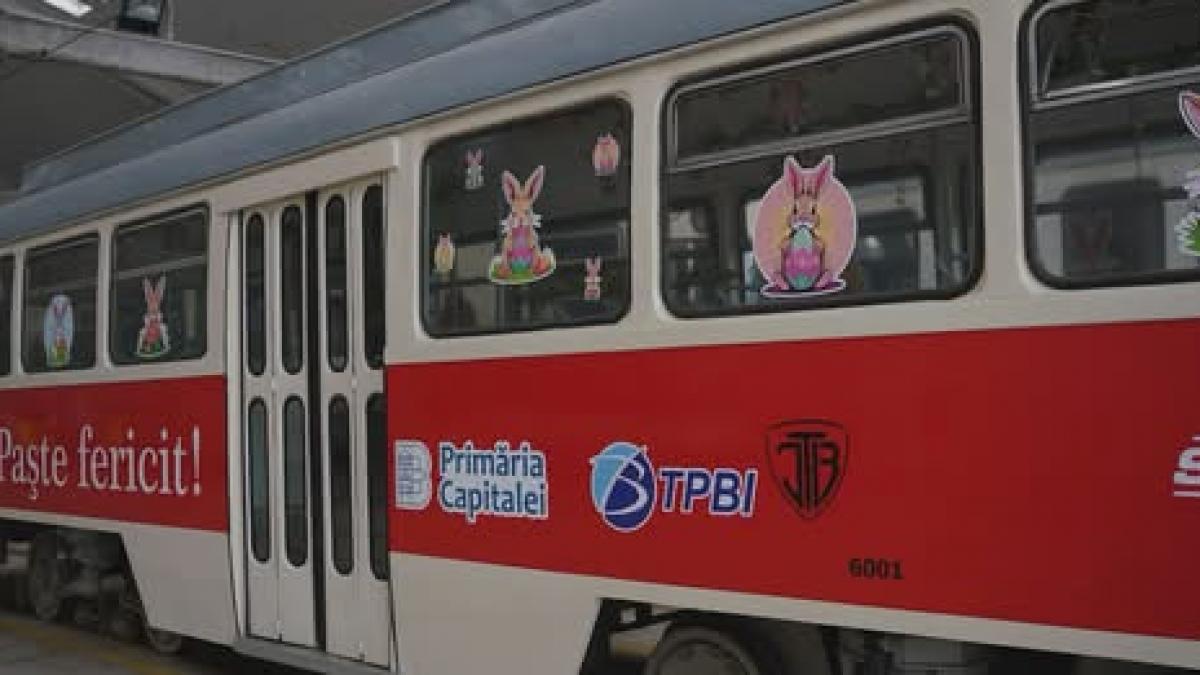 Un tramvai de epocă pe traseul liniei 10, într-o cursă festivă dedicată Paștelui