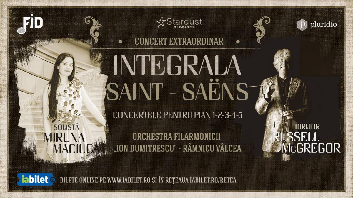 Concert extraordinar INTEGRALA SAINT-SAËNS: pianista Miruna Maciuca, Orchestra Filarmonicii „Ion Dumitrescu” din Râmnicu Vâlcea și dirijorul Russell McGregor, pe scena Sălii Radio București