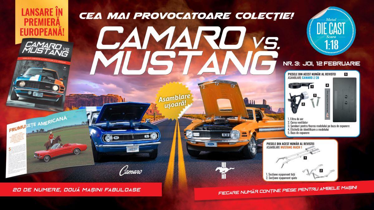 Camaro vs. Mustang – colecționează și construiește machetele celor două mașini legendare. Piese noi, de mâine la chioșcuri!