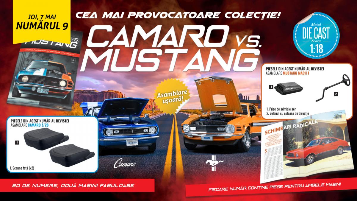 Istoria “Camaro vs. Mustang” continuă în nr. 9 al colecției, cu piese noi pentru machete.  De joi, la chioșcuri!