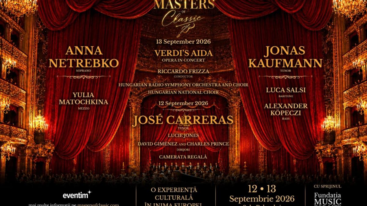Anna Netrebko, Jonas Kaufmann și José Carreras vin la București. MASTERS OF CLASSIC (12–13 septembrie 2026): o sărbătoare a operei și muzicii clasice