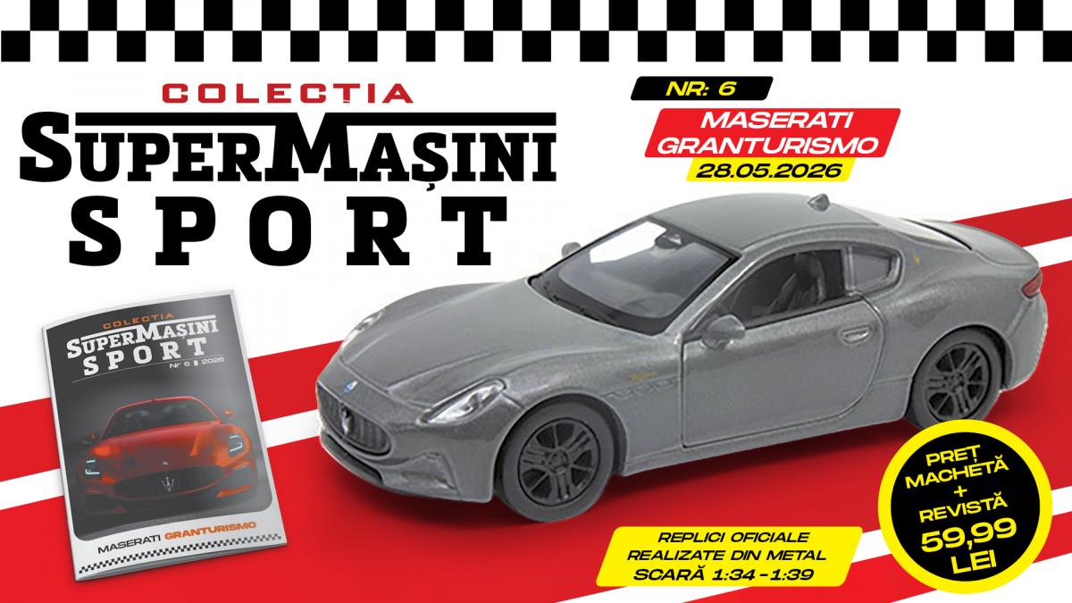 Colecția „SuperMașini Sport” prezintă Maserati GranTurismo! Macheta metalică și revista, de joi la chioșcuri