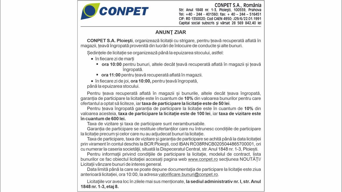 Anunț ziar