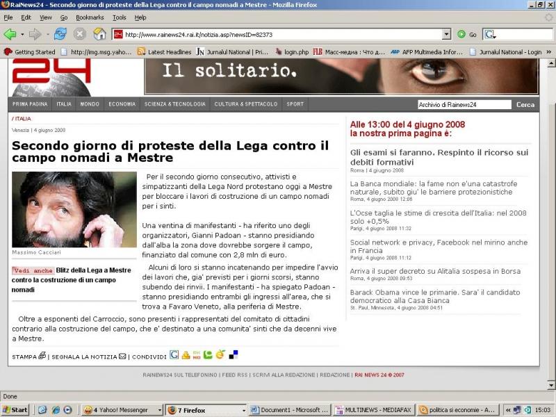 Italia / Locuitorii din Mestre protestează împotriva romilor