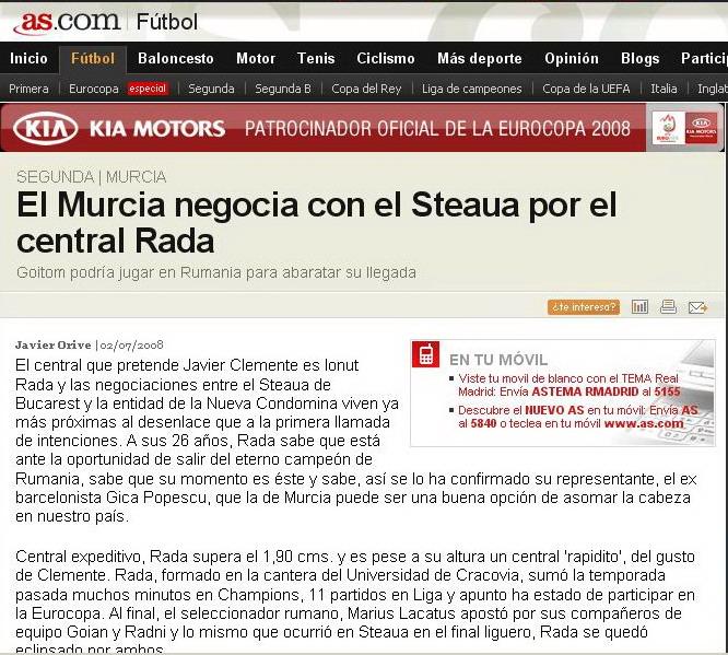 Steaua / Javier Clemente îl vrea pe Ionuţ Rada la Murcia