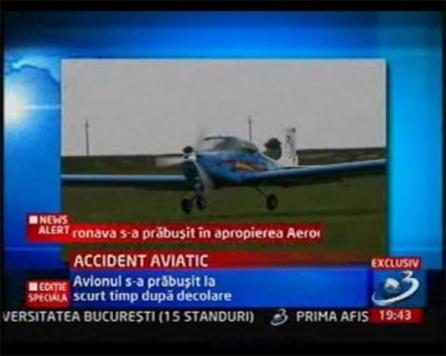 Un avion de mici dimensiuni s-a prăbuşit la Aerodromul de la Clinceni, pilotul a murit