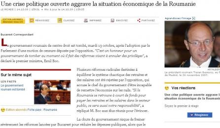 Le Monde: "Mingea se află în terenul preşedintelui Băsescu "