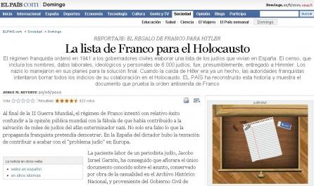Regimul lui Franco a întocmit lista evreilor din Spania şi a transmis-o naziştilor 