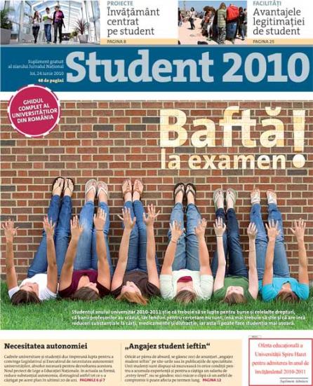 Supliment Jurnalul: "Student 2010 – Baftă la examen!"