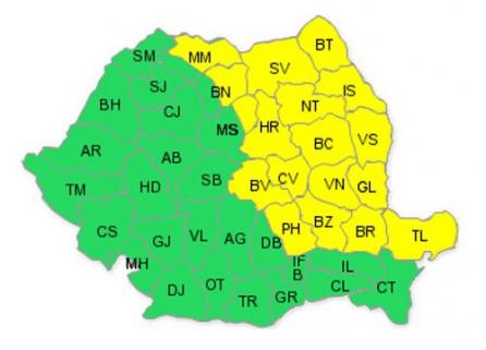 Codul galben de ploi, pentru Moldova şi nordul Dobrogei, prelungit până vineri dimineaţă