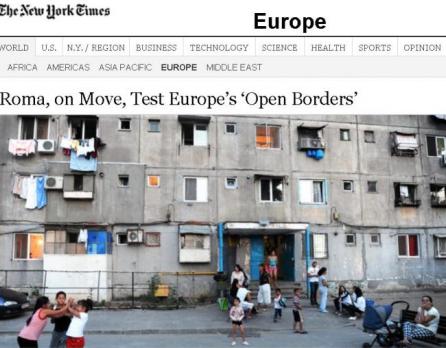 New York Times: Ţiganii români pun în pericol principiul "graniţelor deschise" în UE