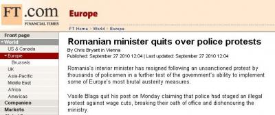 Presa internaţională: Demisia lui Vasile Blaga, în contextul celor mai brutale măsuri de austeritate din Europa