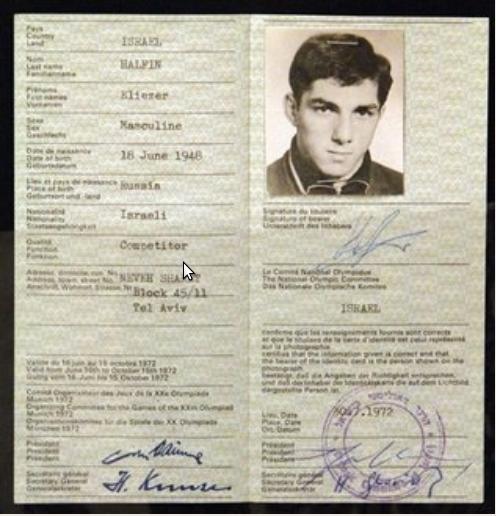 Buletinul unui sportiv israelian ucis la JO 1972, returnat familiei