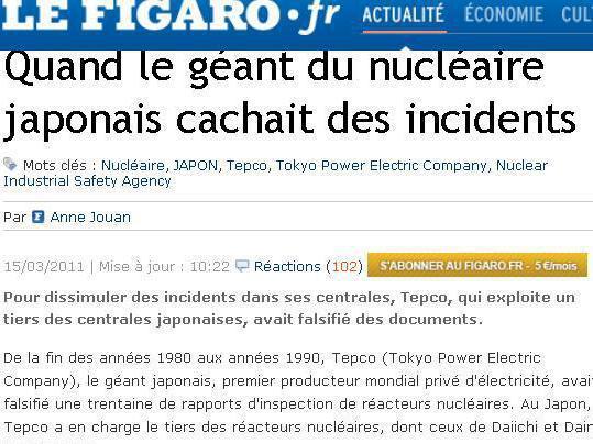 Le Figaro: Raportele de siguranţă ale centralelor nucleare japoneze, falsificate