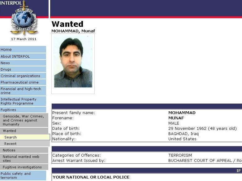 Mohammad Munaf este căutat de Interpol