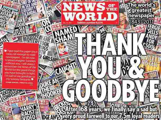 News of the World: "Mulţumim şi la revedere"